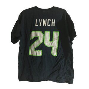 LYNCH 24  NFL SEATTLE Seahawks X Large Blue Collector Vintage Fan Shirt Thick Co